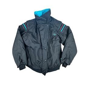 VTG Roffe Ski Snow Jacket Black Aurora 80s 90s USA Womens Medium Size 12 RARE